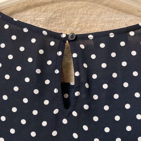 TALBOTS Women Black & White Polka Dot Blouse Top Ruffle Trim 3/4 Sleeves Sz M - Picture 7 of 9